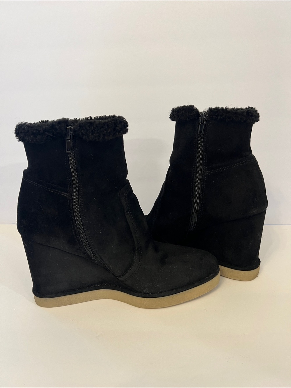Steven New York | Marbella Black Suede Wedge Ankle Boots